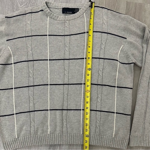 Vntg Gray Plaid Grandpacore Sweater Mens XL Cable Knit Preppy Academia Old Money - Picture 4 of 5